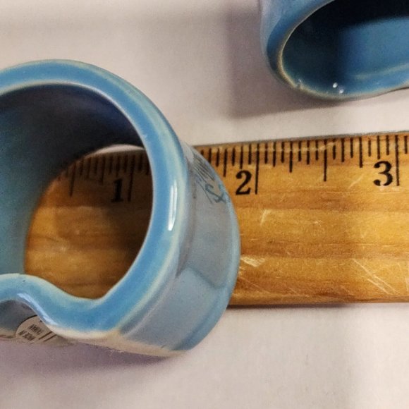VERA Blue Ceramic Napkin Rings  set of 4 holders 2.75" classic style - Picture 10 of 10
